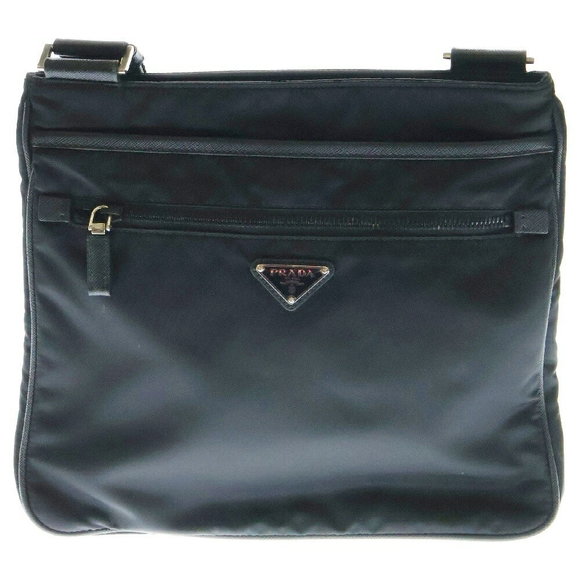Prada Tessuto Shoulder Bag Black Nylon Triangle - Picture 1 of 6